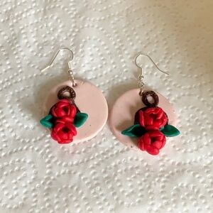 Handmade rose polymer clay earrings